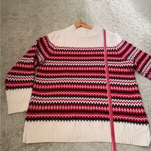 Talbots Red and Cream Patterned Sweater